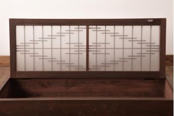 ラフジュ工房オリジナル　欄間リメイク　片面ガラス　素朴な木の風合いが温かみのある壁付け照明(ウォールランプ)(1)