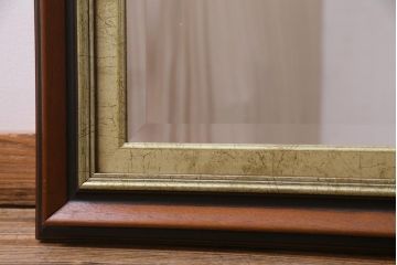 アンティーク雑貨　中古　イタリア製　品のあるアンティークスタイルにおすすめな木製壁掛けミラー(姿見、鏡)