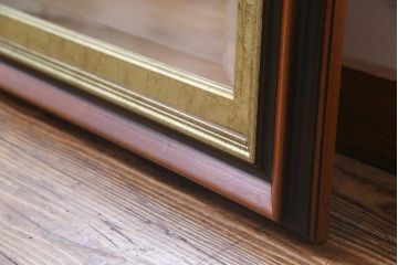 アンティーク雑貨　中古　イタリア製　品のあるアンティークスタイルにおすすめな木製壁掛けミラー(姿見、鏡)