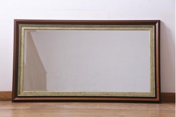 アンティーク雑貨　中古　イタリア製　品のあるアンティークスタイルにおすすめな木製壁掛けミラー(姿見、鏡)