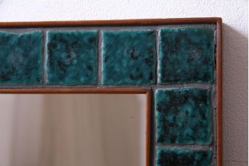 アンティーク雑貨　北欧ビンテージ　タイルがおしゃれなウォールミラー(鏡、Lloyd's Antiques)