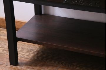 アンティーク家具　和製アンティーク　脚付きリメイク　観音開き　十字金具と色味が渋い箪笥サイドボード(収納棚、戸棚)