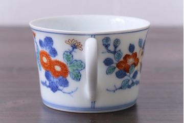 中古　十二代今泉今右衛門　四季折々の花が素敵なカップ&ソーサー6客セット