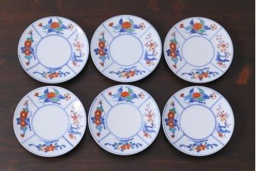 中古　十二代今泉今右衛門　四季折々の花が素敵なカップ&ソーサー6客セット