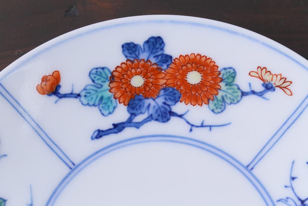 中古　十二代今泉今右衛門　四季折々の花が素敵なカップ&ソーサー6客セット