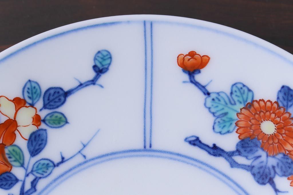 中古　十二代今泉今右衛門　四季折々の花が素敵なカップ&ソーサー6客セット