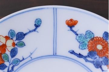 中古　十二代今泉今右衛門　四季折々の花が素敵なカップ&ソーサー6客セット