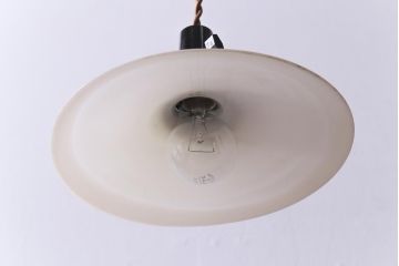 戦前　和製アンティーク　レトロな佇まいが趣きあふれる平笠ペンダントライト(天井照明、吊り下げ照明)(1)