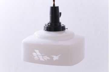 和製アンティーク　切子　四角いフォルムがレトロな雰囲気醸し出すペンダントライト(天井照明、吊り下げ照明)