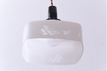 和製アンティーク　切子　四角いフォルムがレトロな雰囲気醸し出すペンダントライト(天井照明、吊り下げ照明)