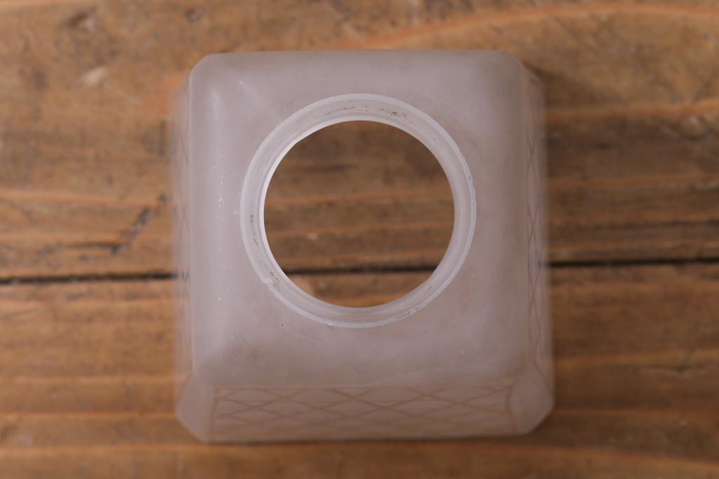 和製アンティーク　籠目紋様が素敵なすりガラスシェードのペンダントライト(天井照明、吊り下げ照明)