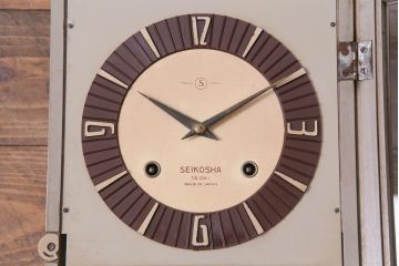 アンティーク雑貨　昭和レトロ　SEIKOSHA(精工舎、セイコー)　手巻き式　ミッドセンチュリーな雰囲気漂う掛け時計(振り子時計、柱時計、ゼンマイ時計)