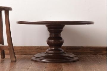 アンティーク雑貨　和製アンティーク　総ケヤキ材　明治大正期　美しい杢目となめらかな木肌が品格漂うローテーブル(飾り台)