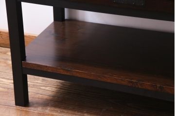 和製アンティーク　リメイク家具　杉材　観音開き　隠し付き　渋さ漂う十字金具がカッコイイ箪笥サイドボード(収納棚、戸棚)
