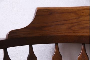 ヴィンテージ家具　国産ビンテージ　ナラ材　座面低め　男前な雰囲気漂うスモーカーズボウ(板座チェア、椅子、ダイニングチェア)