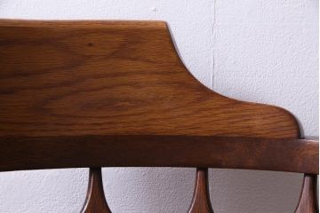 ヴィンテージ家具　国産ビンテージ　ナラ材　座面低め　男前な雰囲気漂うスモーカーズボウ(板座チェア、椅子、ダイニングチェア)