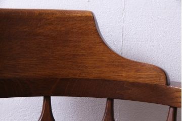 ヴィンテージ家具　国産ビンテージ　ナラ材　座面低め　男前な雰囲気漂うスモーカーズボウ(板座チェア、椅子、ダイニングチェア)(1)