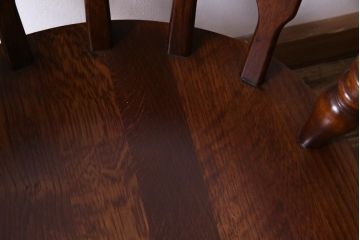 ヴィンテージ家具　国産ビンテージ　ナラ材　座面低め　男前な雰囲気漂うスモーカーズボウ(板座チェア、椅子、ダイニングチェア)(1)