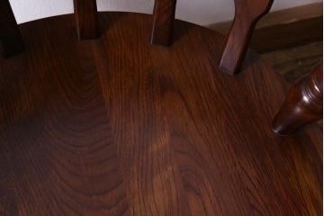 ヴィンテージ家具　国産ビンテージ　ナラ材　座面低め　男前な雰囲気漂うスモーカーズボウ(板座チェア、椅子、ダイニングチェア)(2)