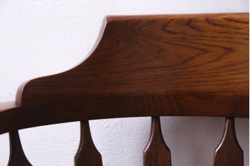 ヴィンテージ家具　国産ビンテージ　ナラ材　座面低め　男前な雰囲気漂うスモーカーズボウ(板座チェア、椅子、ダイニングチェア)(3)