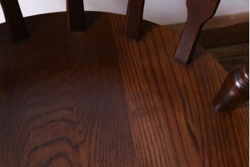 ヴィンテージ家具　国産ビンテージ　ナラ材　座面低め　男前な雰囲気漂うスモーカーズボウ(板座チェア、椅子、ダイニングチェア)(3)