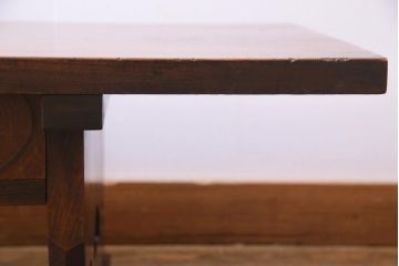 アンティーク家具　和製アンティーク　総ケヤキ材一枚板　重厚感漂う大振りな文机(センターテーブル)