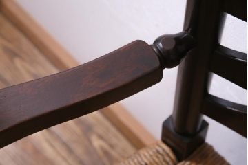 ビンテージ　松本民芸家具　#23型　ラッシ座面　山並みの背貫が素敵なラダーバックチェア(椅子)(定価約17.2万円)(1)