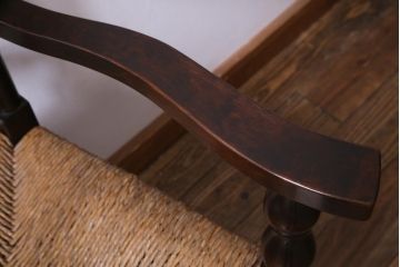 ビンテージ　松本民芸家具　#23型　ラッシ座面　山並みの背貫が素敵なラダーバックチェア(椅子)(定価約17.2万円)(1)