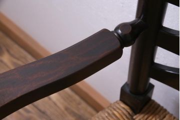 ビンテージ　松本民芸家具　#23型　ラッシ座面　山並みの背貫が素敵なラダーバックチェア(椅子)(定価約17.2万円)(2)