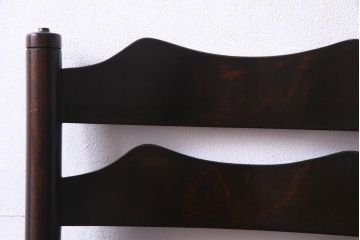 ビンテージ　松本民芸家具　#23型　ラッシ座面　山並みの背貫が素敵なラダーバックチェア(椅子)(定価約17.2万円)(3)