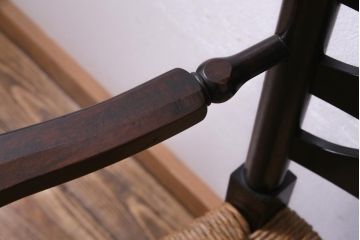 ビンテージ　松本民芸家具　#23型　ラッシ座面　山並みの背貫が素敵なラダーバックチェア(椅子)(定価約17.2万円)(3)