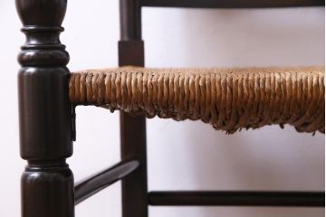 ビンテージ　松本民芸家具　#23型　ラッシ座面　山並みの背貫が素敵なラダーバックチェア(椅子)(定価約17.2万円)(3)