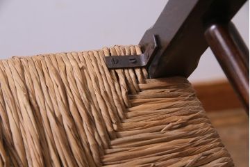 ビンテージ　松本民芸家具　#23型　ラッシ座面　山並みの背貫が素敵なラダーバックチェア(椅子)(定価約17.2万円)(3)
