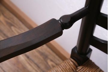 ビンテージ　松本民芸家具　#23型　ラッシ座面　山並みの背貫が素敵なラダーバックチェア(椅子)(定価約17.2万円)