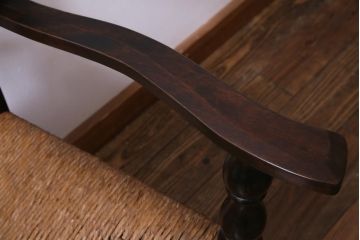 ビンテージ　松本民芸家具　#23型　ラッシ座面　山並みの背貫が素敵なラダーバックチェア(椅子)(定価約17.2万円)