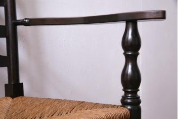 ビンテージ　松本民芸家具　#23型　ラッシ座面　山並みの背貫が素敵なラダーバックチェア(椅子)(定価約17.2万円)