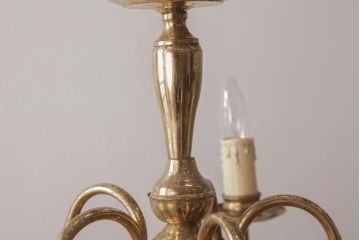 ベルギー　金属製　洗練されたつくりと大振りサイズが豪華なビンテージの15灯シャンデリア(天井照明、吊り下げ照明)