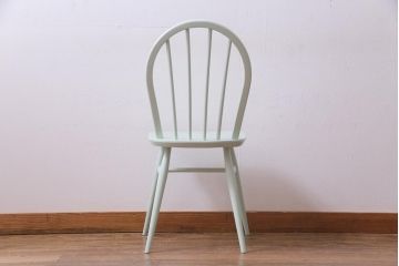 ペイント家具　イギリスビンテージ　ERCOL(アーコール)　ミントグリーンのフープバックチェア(椅子、ダイニングチェア)