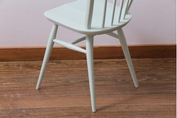 ペイント家具　イギリスビンテージ　ERCOL(アーコール)　ミントグリーンのフープバックチェア(椅子、ダイニングチェア)