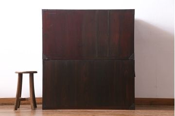 アンティーク家具　和製アンティーク　前面ケヤキ材　奥深い味わいが漂う二本松箪笥(重ね箪笥、和タンス、チェスト)