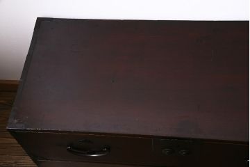 アンティーク家具　和製アンティーク　前面ケヤキ材　奥深い味わいが漂う二本松箪笥(重ね箪笥、和タンス、チェスト)