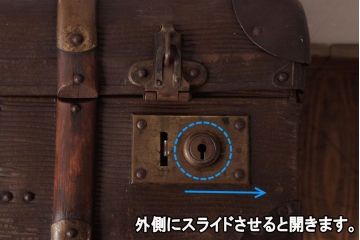 アンティーク雑貨　イギリスアンティーク　型押しレザー　味わい深い風合いがお洒落なトランク(収納、ディスプレイ)