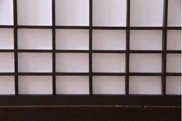 和製アンティーク　古い木の味わいが魅力的な障子戸付き衝立(パーテーション、つい立て、仕切り)