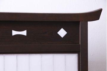 和製アンティーク　古い木の味わいが魅力的な障子戸付き衝立(パーテーション、つい立て、仕切り)
