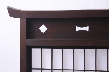 和製アンティーク　古い木の味わいが魅力的な障子戸付き衝立(パーテーション、つい立て、仕切り)