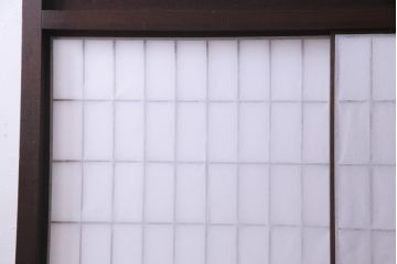 和製アンティーク　古い木の味わいが魅力的な障子戸付き衝立(パーテーション、つい立て、仕切り)