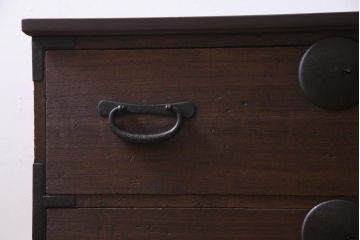 アンティーク家具　和製アンティーク　前面桐材　リメイク　渋くて格好良い鉄脚付き箪笥リビングボード(テレビ台、アンティークチェスト、引き出し、桐箪笥、桐たんす)(1)