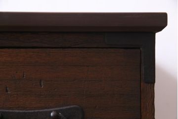 アンティーク家具　和製アンティーク　前面桐材　リメイク　渋くて格好良い鉄脚付き箪笥リビングボード(テレビ台、アンティークチェスト、引き出し、桐箪笥、桐たんす)(1)