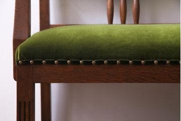 ラフジュ工房オリジナル　大正ロマン香るナラ材製の2人掛けソファ(ベンチ、ダイニングソファ)