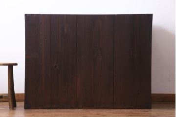 アンティーク家具　和製アンティーク　前面ケヤキ材　木地呂塗り　重厚な佇まいが貫禄漂う仙台箪笥(野郎箪笥、衣装箪笥、引き出し)
